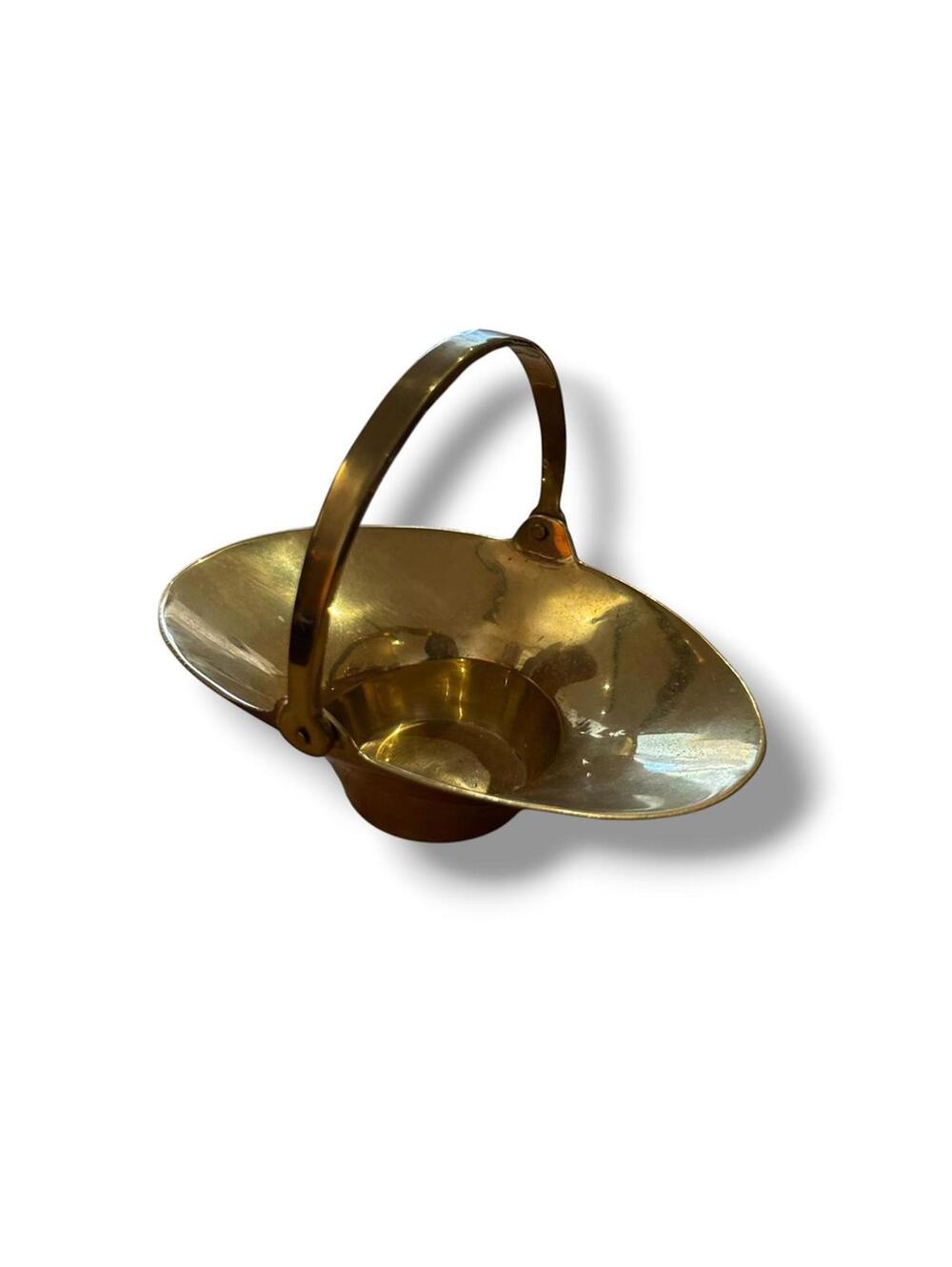 Vintage Oblong Handled Open Brass Basket